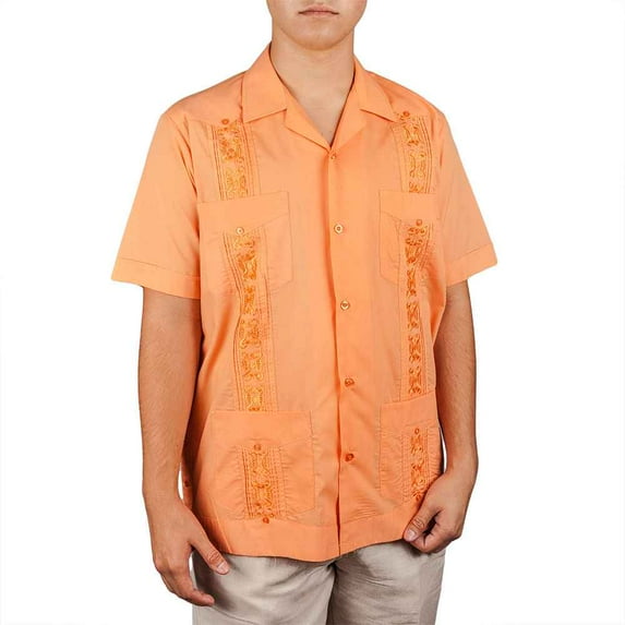 Embroidered cotton blend guayabera. SIZE:2X COLOR:CNT