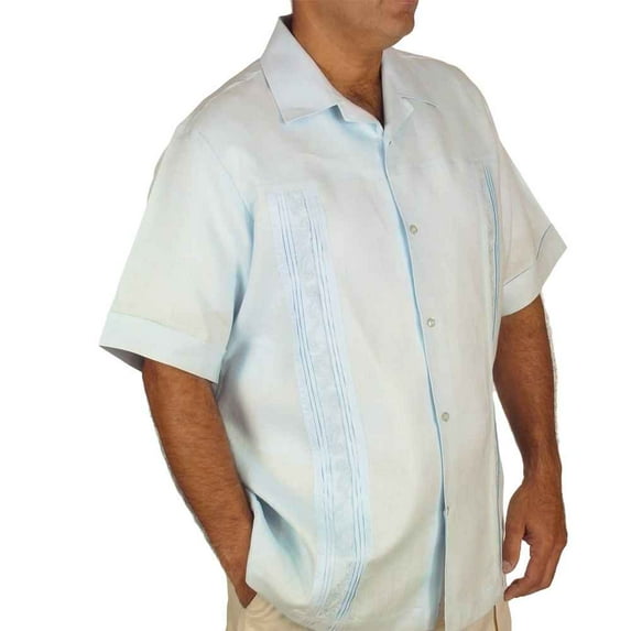 Embroidered linen wedding shirt for men SIZE:L COLOR:BL