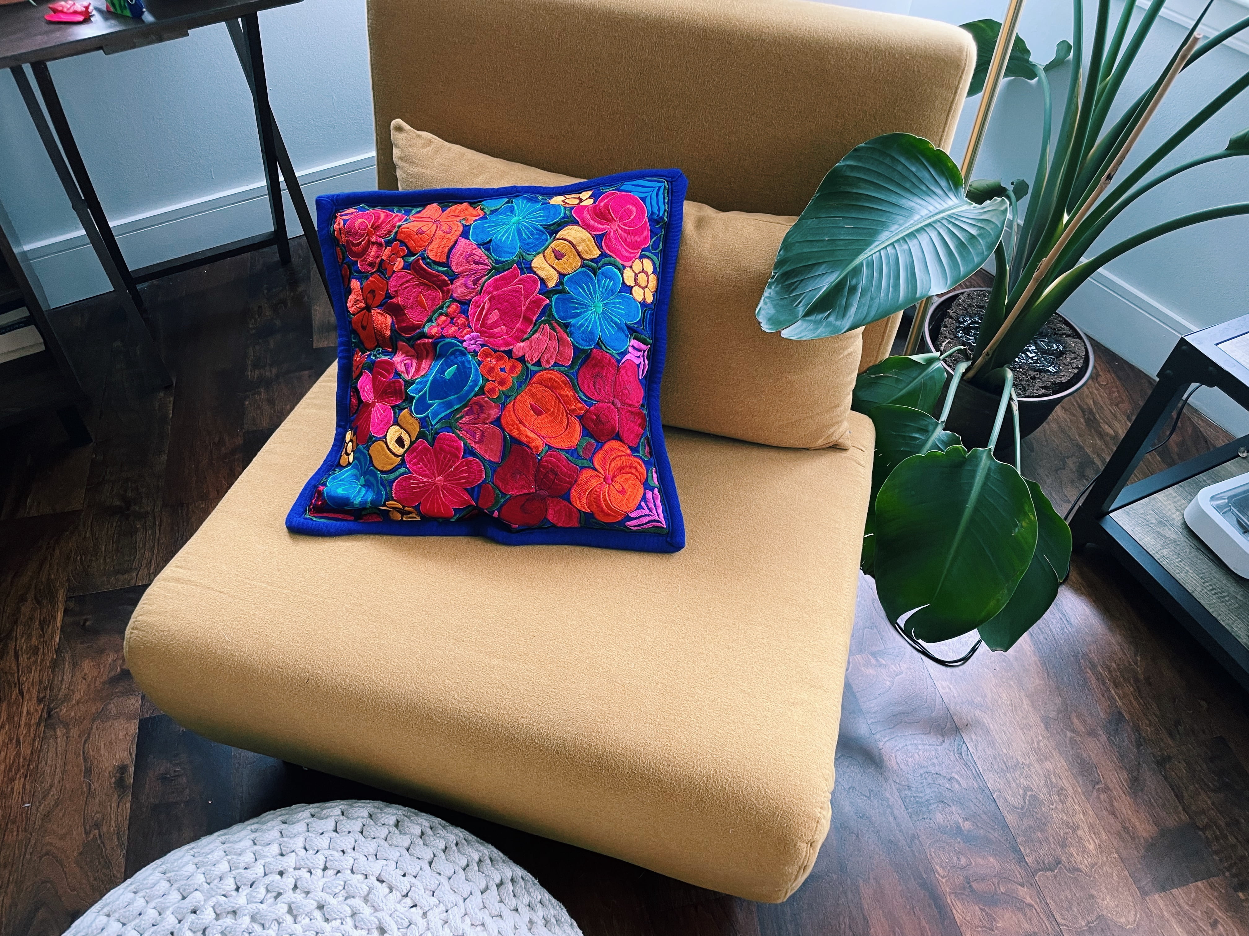 Embroidered pillow case - Blue| flowers | Mexican colorful decorative pillow cover | colorful home decor | flowers gift | Artisanal Handwoven