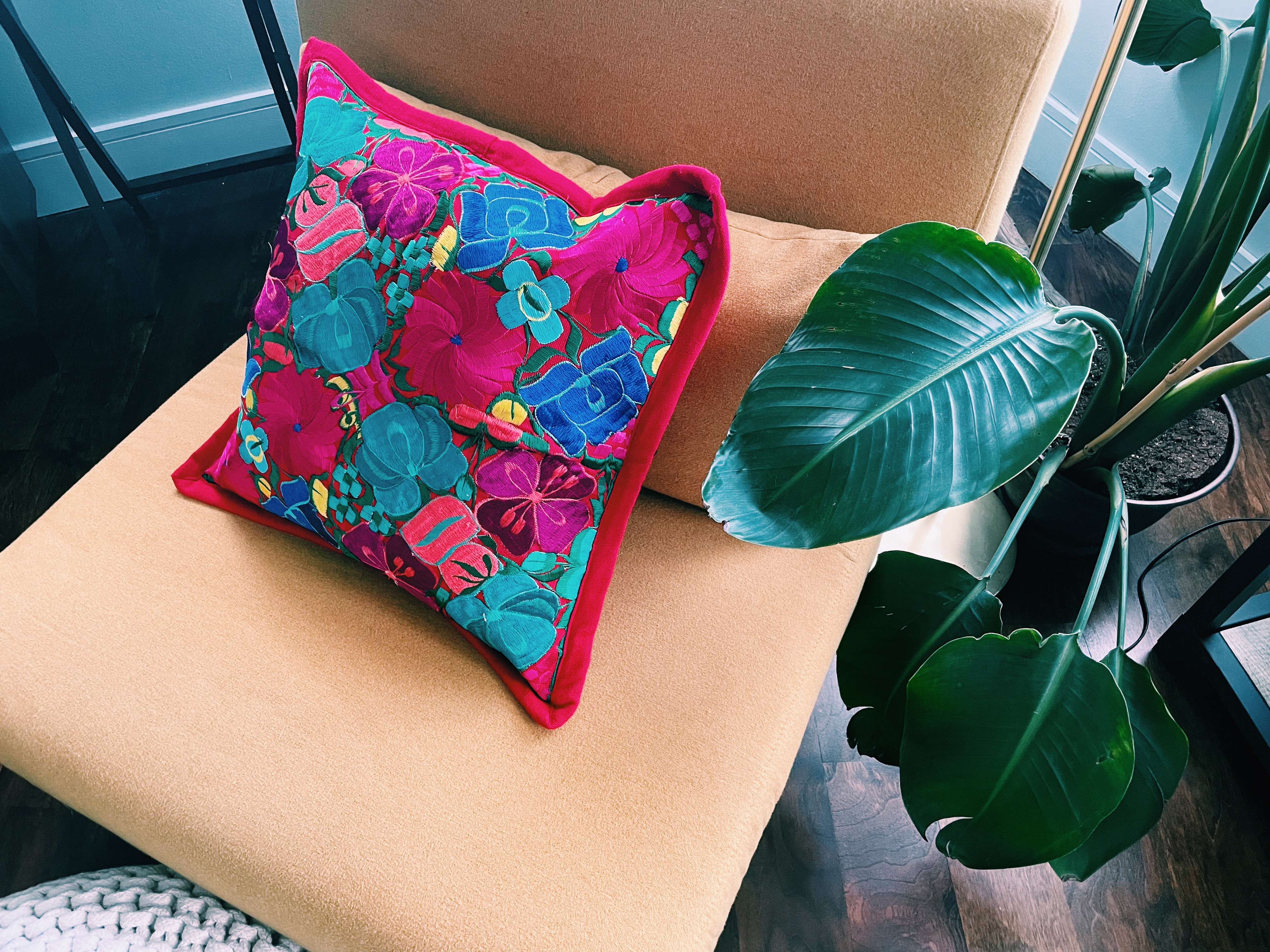Embroidered pillow case - Flowers | Mexican Colorful Decorative Pillow Cover | Colorful Home Decor