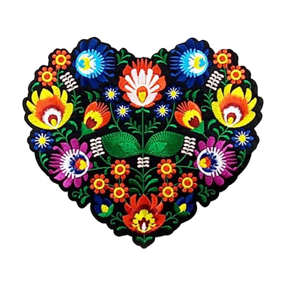 Embroidery Applique Patches Sewing Large Size Patch Embellishment DIY Clothes Heart Shape Flower for Pants Scarf Curtain Jacket Ornament