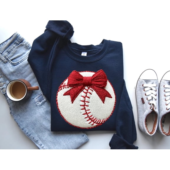 Embroidery Baseball Navy Sweatshirt