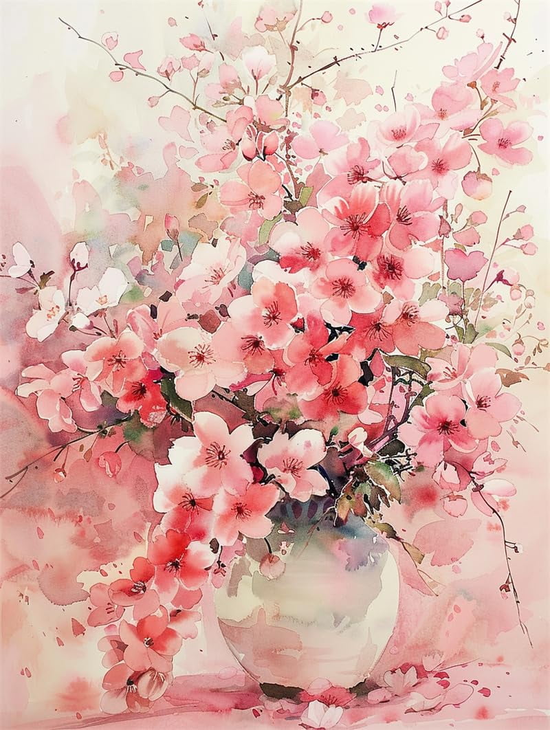 Embroidery Beginners Kit Pink flowers Cross Stitch Pattern Needlework Supplies 16x20in
