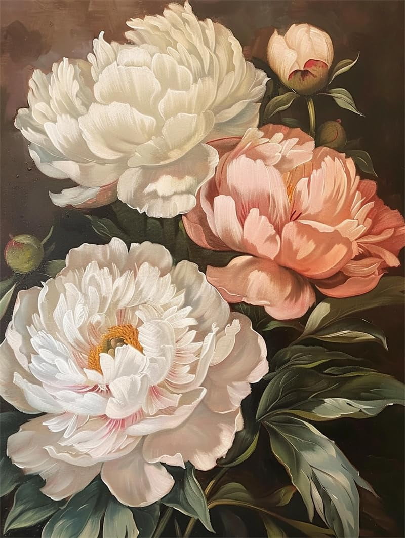 Embroidery Beginners Kit Pink peony flowers Cross Stitch Pattern Needlework Supplies 16x20in