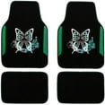 thumbnail image 1 of Embroidery Butterfly Car Floor Mats, Green Carpet Floor mats with Heel Pad, Universal Fit for Suvs,Sedans,Trucks,Cars, Set of 4 (Black and Green), 1 of 17