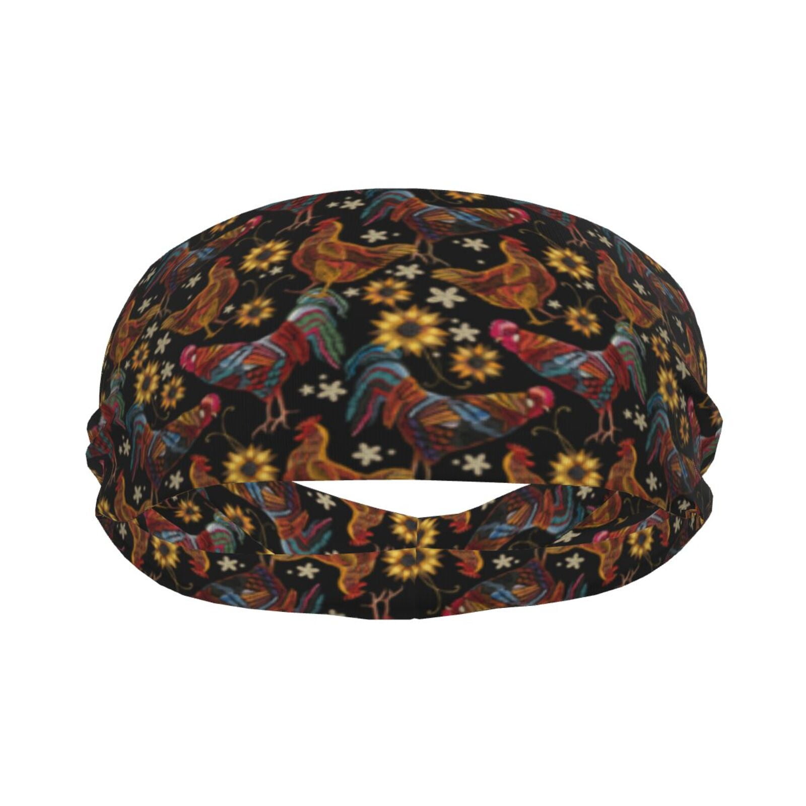 Embroidery Chicken Sunflower Sports Headbands for Men/Women Workout ...