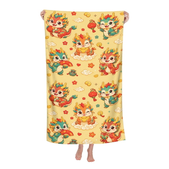 Embroidery Chinese Cloud Dragon Pattern Soft Bath Towels Absorbent Bathroom Towel for Beach Hotel Gym Spa Shower