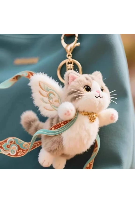 Embroidery Cloud Ribbon Doll Keychain, Soft Cute Bag Ornament with Whimsical Ribbon and Durable Metal Ring, Charming Accessory for Backpacks Purses Travel and Gift Use