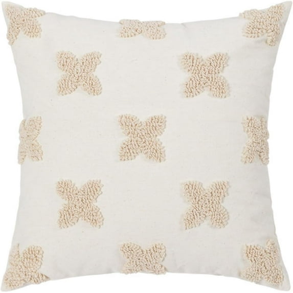 Embroidery Cotton Decorative Throw Pillow Cover Boho Geometric Pattern Cushion Cover for Couch Sofa Bed 18"x18"