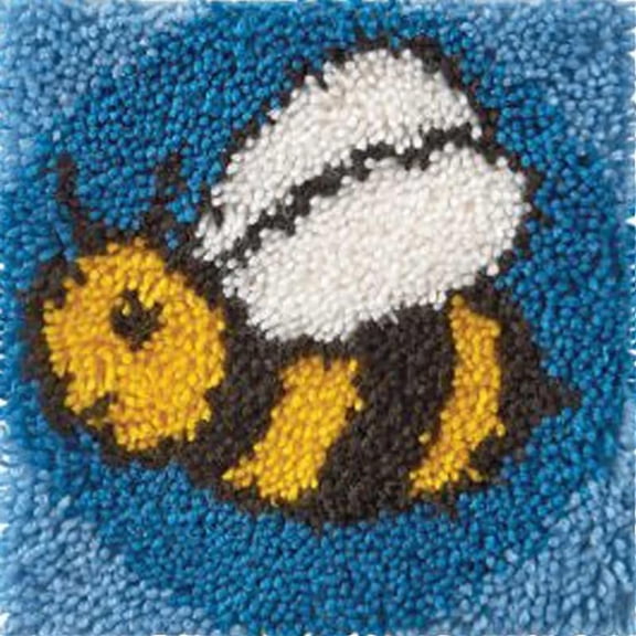 Cute Cartoon Bee Latch Hook Rug Kit, Small Animal DIY Latch Hook Carpet Set for Kids Beginners Home Decor 43 × 43cm