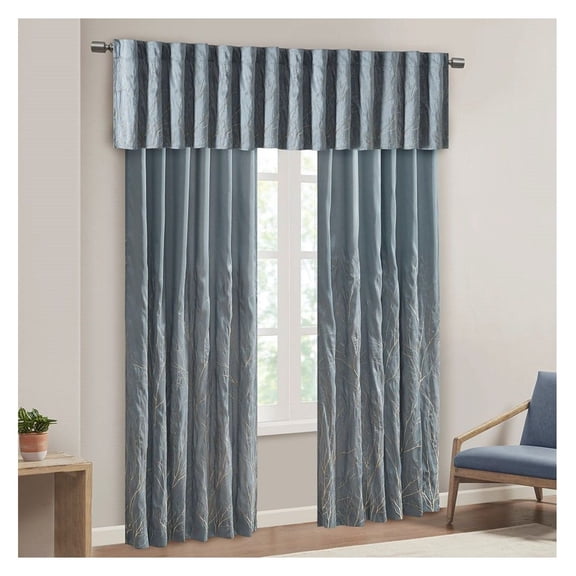 Embroidery Curtain Panel, Faux Silk Branch Design, 50x95 Inch Window Treatment, Privacy Liner, Rod Pocket/Back Tab, Single Panel