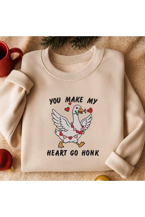 Embroidery Design : Funny Valentine Goose Embroidery, Valentine Embroidery, Goose Embroidery, Valentine Gift, Valentine Gift.