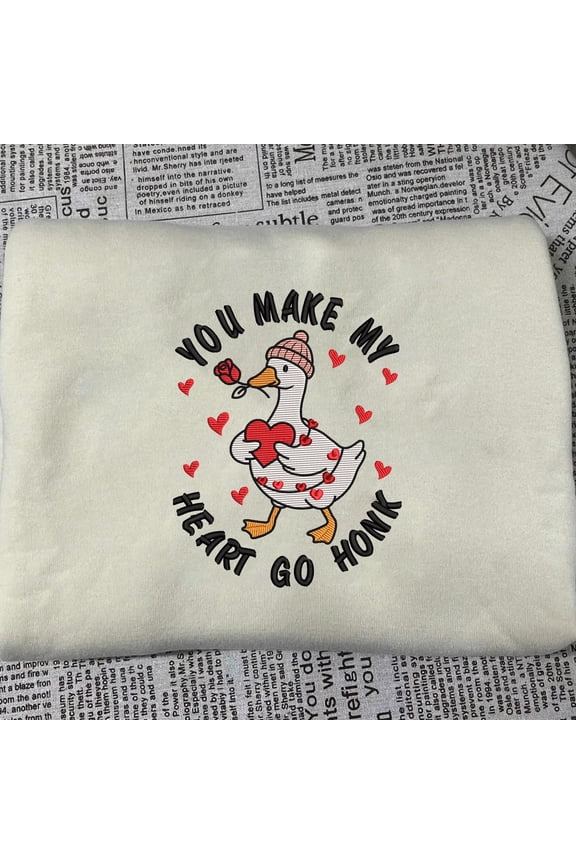 Embroidery Design : You Make My Heart Go Honk Embroidery, Funny Valentine Goose, Silly Goose, XoXo Goose, Be Mine, Duck Valentines .
