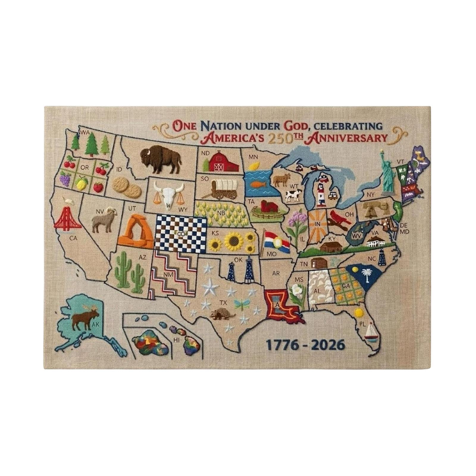 Embroidery Designs Us Map 1776 2026 250Th Anniversary Linen Fabric Embroidery Designs Us Map 1776 2026 250Th Anniversary Linen Fabric Diy Kit Wall Hanging Kit Stitch Wall Decor 24X16 In 1 Pc 2026 Decorations Annivers Aa1cbfac 7a1e 42d8 A134 