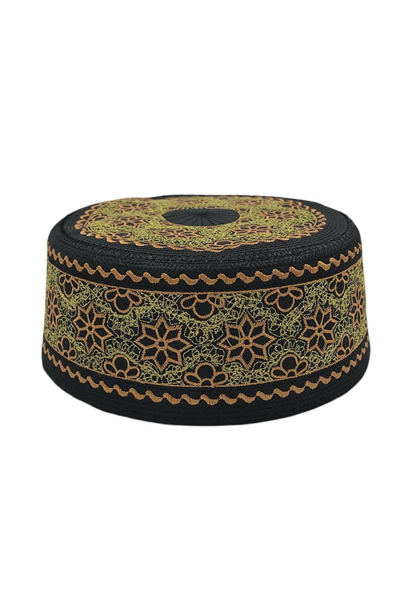 Embroidery Emboss Turban Hat for Men Breathable Kufi Prayer Hat EIDRamadan Hijabs Turkish Caps Arabian Skull Hat