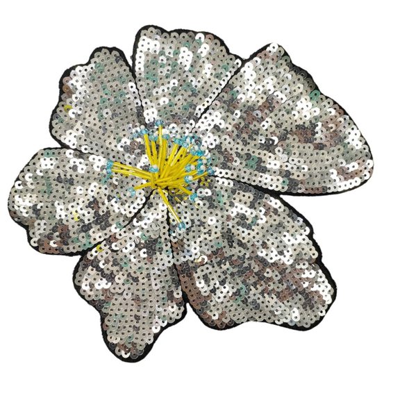 Embroidery Fabric Flower Patches Sequined Applique For Easy Application On Various Textiles Craft Costume Garment Decors
