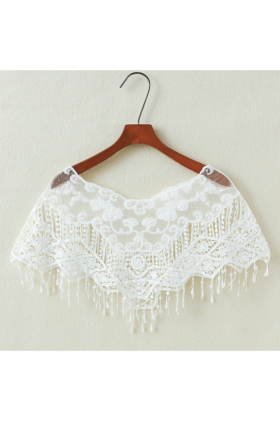 Embroidery Floral Lace Shawl Wrap Shrug Mesh Wedding Capelet