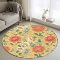thumbnail image 1 of Embroidery Floral Round Area Rugs 3 ft, Country Oriental Traditional Flower Red Yellow Washable Small Area Rug with Non-Slip Sturdy Edge Binding Round Front Door Mat Floor Carpet for Entryway, 1 of 9