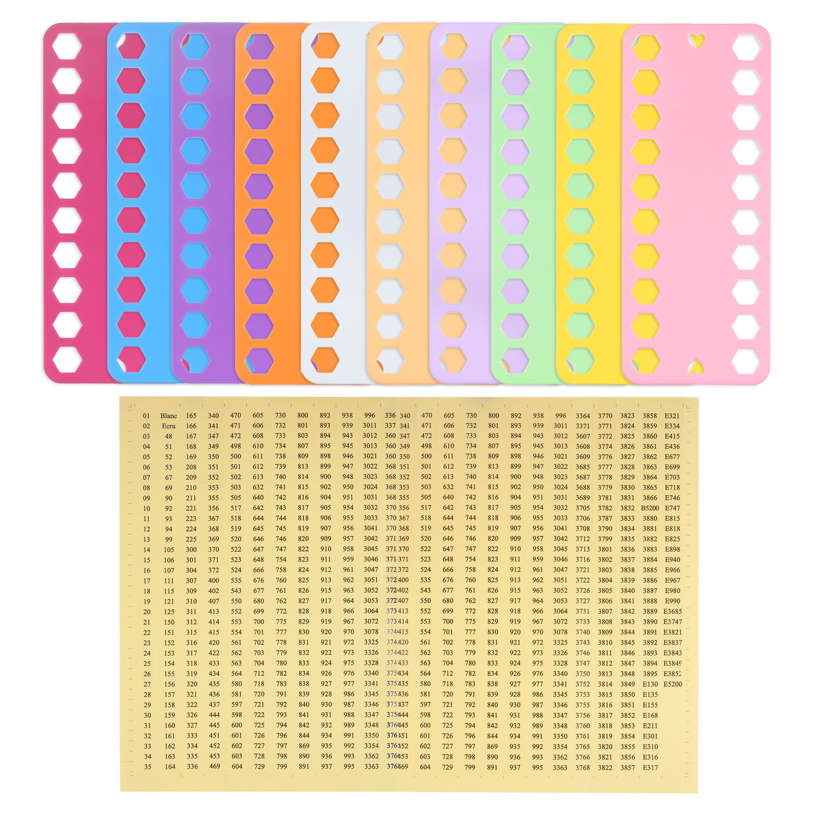 Position Color Numbers Embroidery Floss Organizer Cards 10 Colors 20 Positions with Number ...