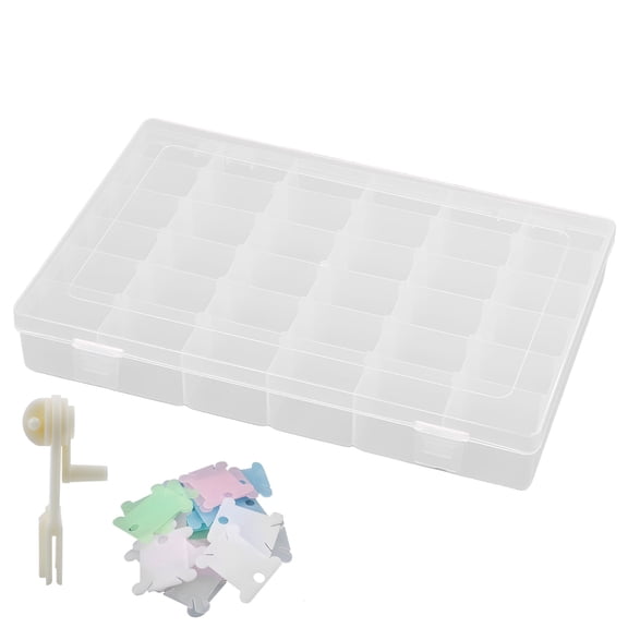 Embroidery Floss Organizer Set, Including Floss Winder, 36 Compartment Storage Box, and 100 Pcs Floss Bobbins, Cross Stitch Thread Holder for Embroidery, Sewing, Crafting