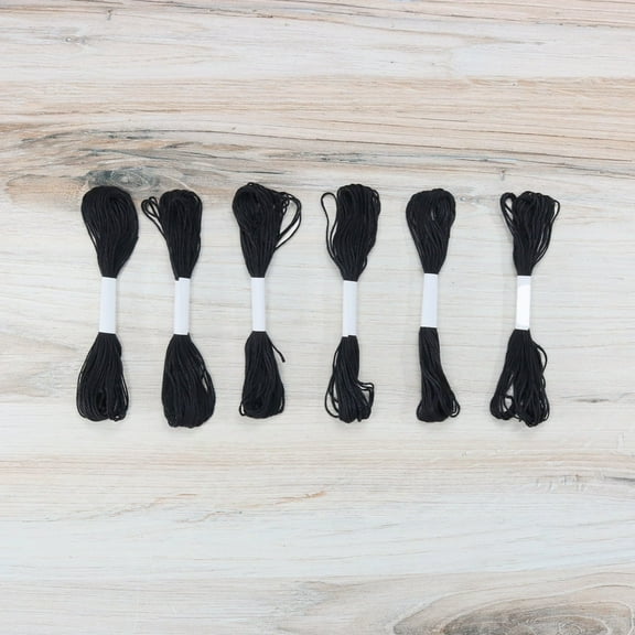 Embroidery Floss Pack – 6 Skeins, 8.7 Yards Each – Black Embroidery Floss for Needlework, DIY Bracelets, Crafting, Weaving