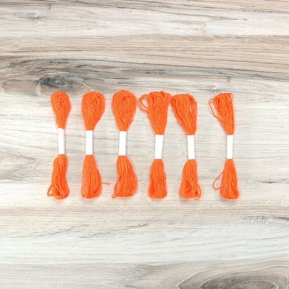 Embroidery Floss Pack – 6 Skeins, 8.7 Yards Each – Orange Embroidery Floss for Needlework, DIY Bracelets, Crafting, Weaving