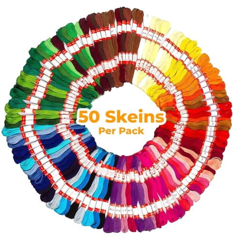 Embroidery Floss Rainbow Color 50 Skeins Per Pack Cross Stitch Threads Friendship Bracelets String Embroidery Thread Cotton Floss Bracelet Yarn Crafts Floss