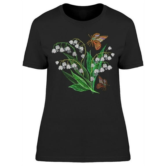 Embroidery Flowers And Butterfly T-Shirt Women -Image by Shutterstock, Female XX-Large