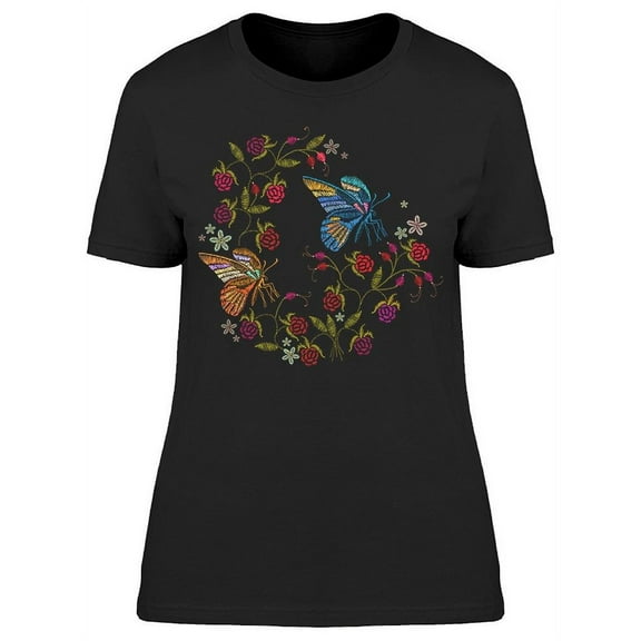 Embroidery Flowers In Circle T-Shirt Women -Image by Shutterstock, Female x-Large