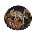 thumbnail image 1 of Embroidery Funny Chameleon Flower Shower Cap, Reusable Bath Hair Hat for all Hair Lengths Hair Cover with Elastic Band Double Waterproof Layers Bathing Hat, 1 of 5