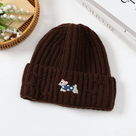 Embroidery Goth Beanie Knit Hats for Men & Women, Embroidery Winter Hats Skull Cap