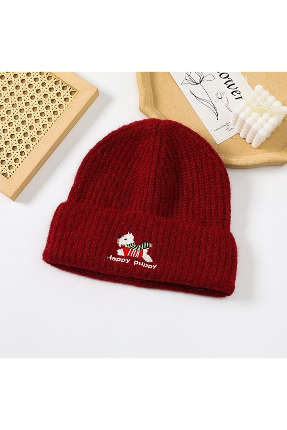 Embroidery Goth Beanie Knit Hats for Men & Women, Embroidery Winter Hats Skull Cap