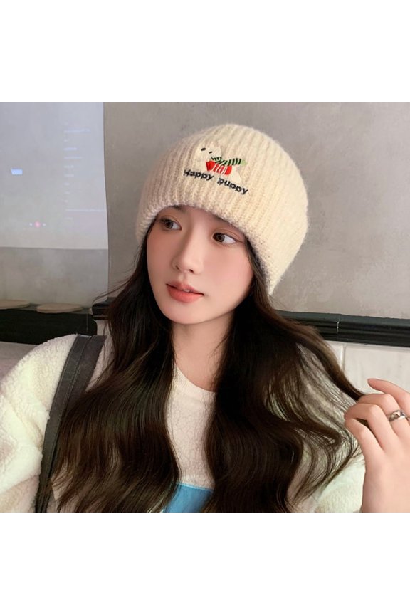 Embroidery Goth Beanie Knit Hats for Men & Women, Embroidery Winter Hats Skull Cap