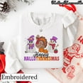 thumbnail image 1 of Embroidery Happy Hallothanksmas Sweatshirt, Ghost Turkey Christmas Tree Embroidered Hoodie, Funny Holiday Embroidered T-shirt, Autumn Outfit, 1 of 5