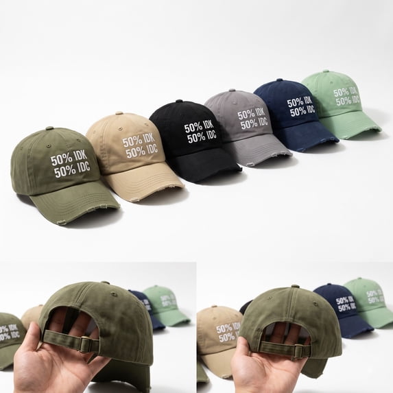 Embroidery Hat Vintage Embroidery Cap, Distressed Washed Cotton Funny Style Dad Hat for Men Women Army Green
