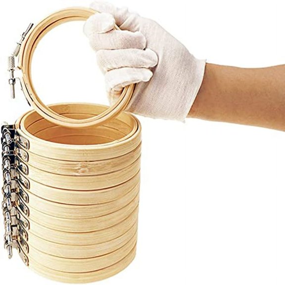 Embroidery Hoop 10PCS 4inches Cross Stitch Supplies & Needlework Supplies Easily Loosen/Tighten Bamboo Wooden Hoops for Crafts (4 Inches X 10 PCS)
