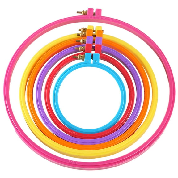 Embroidery Hoop 6pcs Plastic Embroidery Circle Frame Adjustable Cross Stitch DIY Craft Circle Sewing Manual Tool