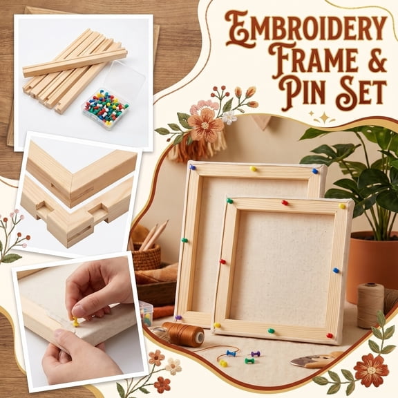 Embroidery Hoop Set with Wooden Stitching Clamp 8 Pieces Cross Stitch Kit with 100 Sewing Accessories and Adjustable Frame for Art Craft Sewing Lovers DIY Hand Embroidery Project As Show