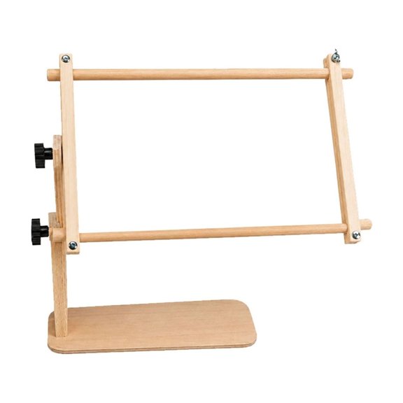 Embroidery Hoop Stand,Scroll Frame,Adjustable Tabletop Embroidery Stand – Cross Stitch Frame Holder, Needlework Table Lap Hands-Free Stand +Split Rail Scroll Frame(Beige 12*6IN)