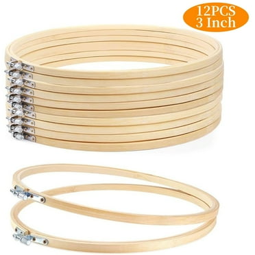 Embroidery Hoops, Bamboo Hoops with Adjustable Screw for Home Ornaments, Art Craft Handy Sewing, 12 Pieces 3 inch