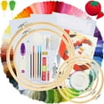 thumbnail image 1 of Embroidery Kit 215 PCS With 100 Colors Threads, 5 Hoops, 3 Aida Cloth, 40 Sewing Pins, Cross Stitch Tools and Starter Kit for Adults and Kids Beginners, 1 of 8