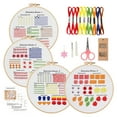 thumbnail image 1 of Embroidery Kit for Adult Beginners, 33-Stitch Practice Samplers, Pre-Stamped Patterns, 7.8-Inch Hoop, Threads & Needles, Step-by-Step Guide & Video, DIY Needlework Craft Gift for Women (4 pcs), 1 of 6