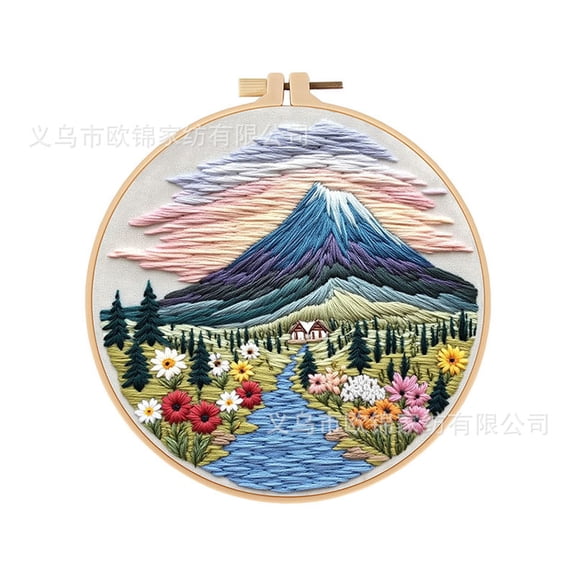 Embroidery Kit for Adults, LYMIGER Pre-Stamped Pattern Embroidery Kit for Beginners, DIY Hand Needlepoint Starter Kit with Hoop Thread Needle Instruction-1343
