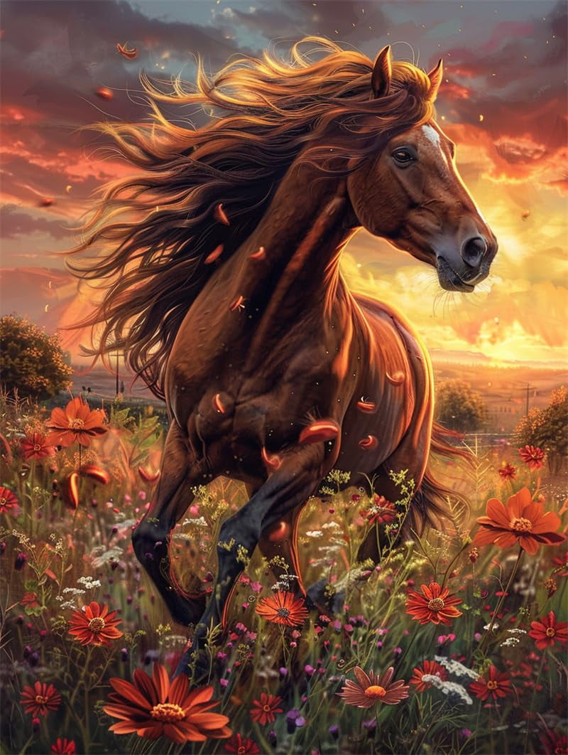 Embroidery Kit Animal horse Stamped Counted Cross Stitch Kits For Beginners 16x20in