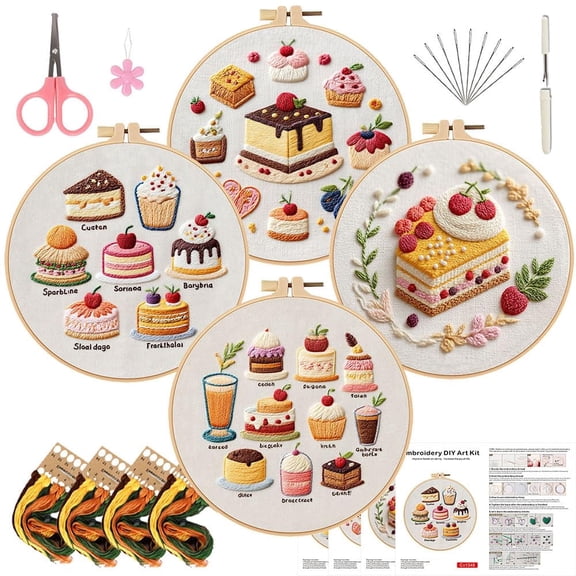 Embroidery Kit for Beginner Adults, Pre-Printed Patterns Includes Hoop, Needles, Floss,Guide – DIY Hand Embroidery Craft, Home Decor, Gift for Craft Lovers