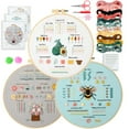 thumbnail image 1 of Embroidery Kit for Beginners Adults: 3 Embroidery Kit Includes Stamped Patterns Hoop Needles and Color Threads Full Range Accessories Kit Easy To Follow Instruction and Video, 1 of 6