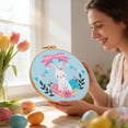 thumbnail image 1 of Embroidery Kit for Beginners and Adults, DIY Hand Embroidery Starter Kit with Cute Pattern, Cross Stitch Needlepoint Set with , Threads and Instructions (Easter Bunny A), 1 of 4