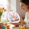thumbnail image 1 of Embroidery Kit for Beginners and Adults, DIY Hand Embroidery Starter Kit with Cute Pattern, Cross Stitch Needlepoint Set with , Threads and Instructions (Easter Bunny B), 1 of 5