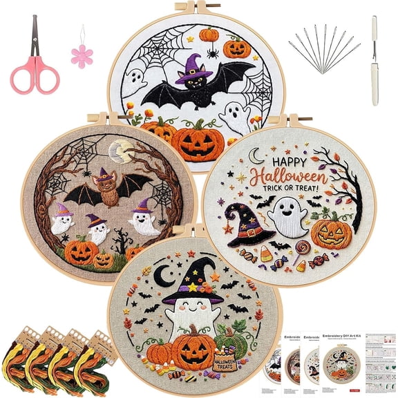 Embroidery Kit for Beginners Adults, Starter Kit with Pre-Printed Patterns, 8-Inch Hoop, Colorful Threads, 12 Needles & Step-by-Step Guide – DIY Hand Embroidery Craft(Style B)Q