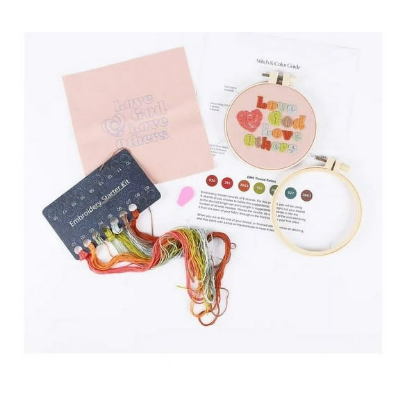 Embroidery Kit-Love God Love Others (4")